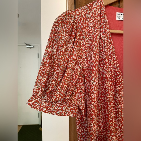 Frank & Oak Midi Floral Wrap Dress in deep orange - Picture 4 of 5